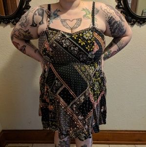 Mixed print challis tank dress